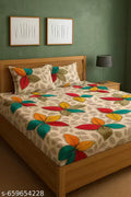 Glace-Cotton Bedsheet For Single/Double Bed With Pillow Cover