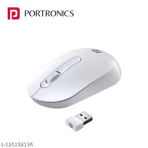 Portronics Toad 13 2.4 GHz Wireless Optical Mouse with USB Nano Receiver, 1200 DPI Resolution Optical Sensor(White)