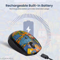 Portronics Toad III Plus Rechargeable Bluetooth Mouse with Bluetooth & 2.4 GHz Wireless Connectivity, Stylish Illustrated Design, 6 Buttons, Soft Grip for Laptop, PC, (Black)
