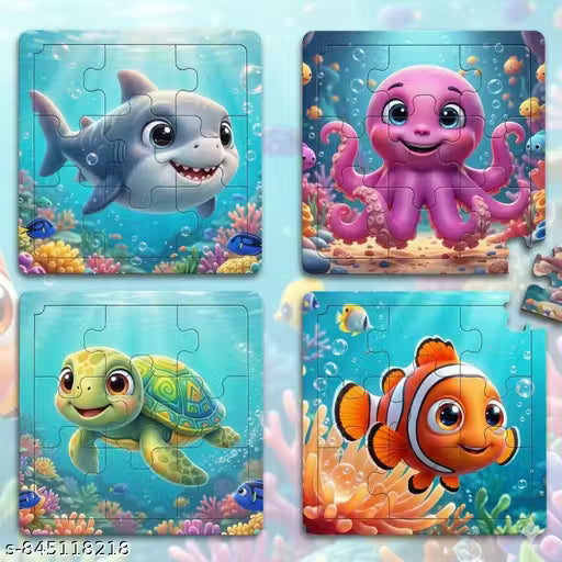 Wooden Jigsaw Puzzle Games for Children & Kids Age 3+ (Pack of 4) (9 Pieces)