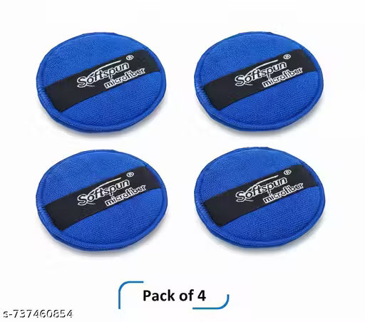 Microfiber Reusable Round Polishing Pad, 340 GSM Multipurpose. Ultra-Soft Application Pads with Finger Band Perfect Cleaning for Car