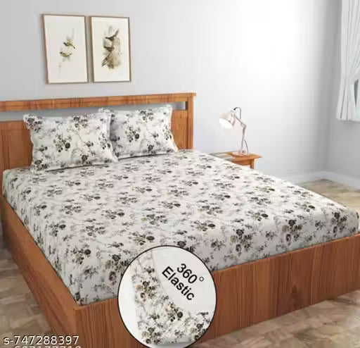 Fitted bedsheet with pillow covers Single bed fitted bedsheet Double bed fitted bedsheet Queen size fitted bedsheet