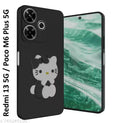 Rock Zone Back Cover for Redmi 13 5G / Poco M6 Plus 5G | Cute 3D Cartoon Kitty Soft Silicone Protective Back Cover Case (Black)