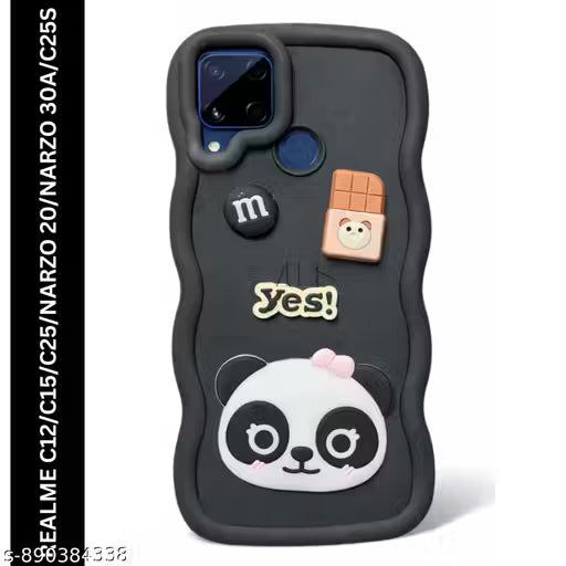 Realme C12/C15/C25/Narzo 20/Narzo 3OA/C25S Panda 3D Cartoon Silicone Phone Case