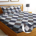 ANTRIN Super Soft Glace Cotton All Round Elastic Fitted Double Bed Bedsheet with 2 Pillow Covers-72x78x8 Inches-fiteed_Double
