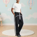 Men’s Solid Black Striped Track Pants Combo | Casual Cotton Tee & Stylish Sports Joggers Set