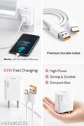 65W Fast Mobile Charger with Type-C Cable | Single USB Adapter | Quick & Safe Charging”
