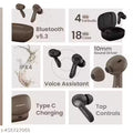 Hammer Solitude Bluetooth Earbuds with Upto 22H Playtime, Quad Mic with ENC, Fast Charging Type-C, IPX4 Water Resistant,