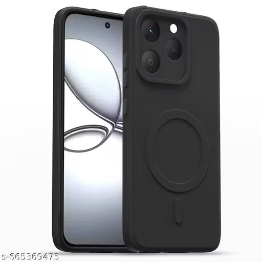 Realme 15T 5G Back Cover || Mobishopi Soft Silicone Mag-Safe Design (Mag-Safe Not Support) Camera Protection | Slim Fit Bumper back Cover for Realme 15T 5G - Black