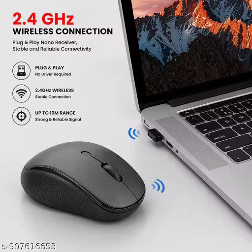 JeyMi Wireless Mouse 2.4GHz Adjustable DPI for Laptop PC Black colour