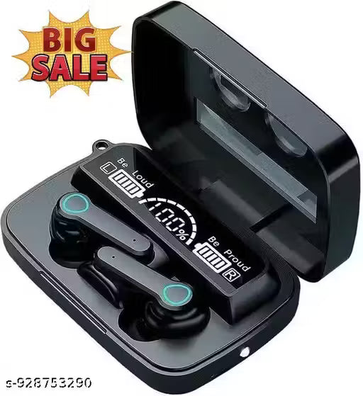 True Wireless Earbuds, Upto 220 Hours Total playback time M19 Bluetooth 5.1 Earbuds in-Ear TWS Stereo Headphones with Smart LED, Waterproof Built-inMic- Black