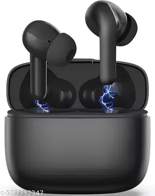 Stylish Black Bluetooth Earbuds with Mic - Touch Control, Shandaar Bass, Lamba Chalne Wala TWS Headset