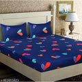 RHEXHOTIC 145 TC 3D Printed Polycotton Double Bedsheet with 2 Matching Pillow Covers (Multicolour, 90 inches X 90 Inches)