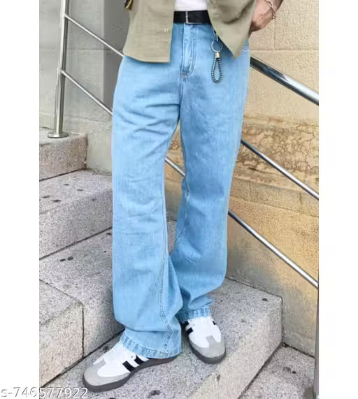 Daime Loose Fit Mid Rise Light Blue Men Denim Jean