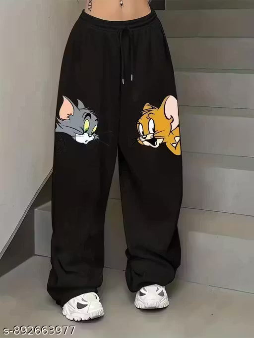 trouser for women | baggy lower| winter wear | lower for women| unisex lower| grey and black combo lower| printed trouser|