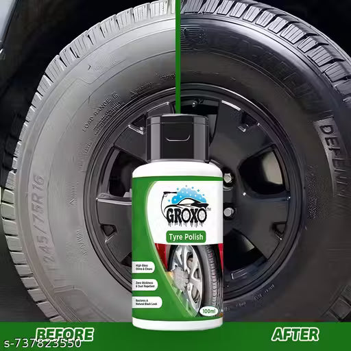 exclusive tyre gloss GROXO Premium Tyre Shine Polish | Long-Lasting Gloss | Deep Black Finish / High Tyre Shiner