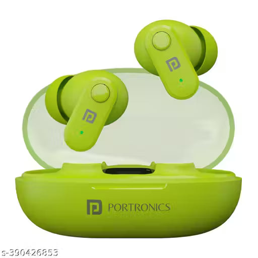 Portronics Harmonics Twins S16 In Ear Wireless TWS Earbuds with 24 Hrs Playtime, Clear Calls, Game & Music Mode, Low Latency, Bluetooth 5.3v, LED Display, Type C Fast Charging(Green)
