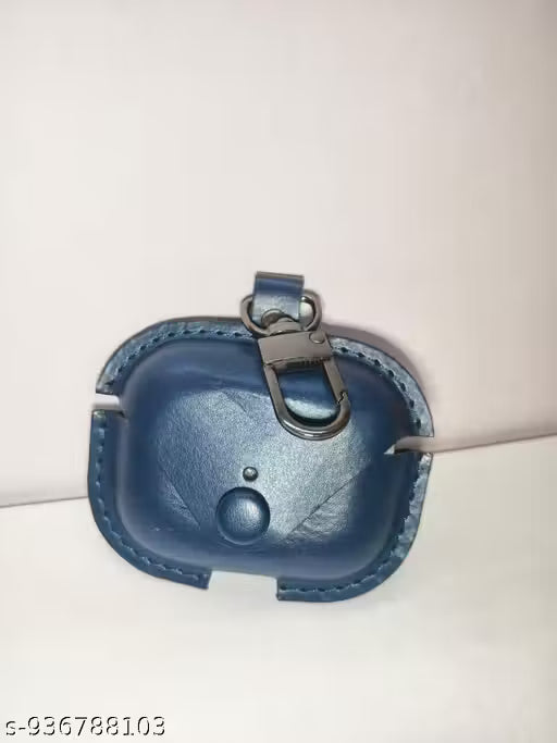 AirPods 3rd Generation Leather Case Cover | Full Body Protection with Front LED Visibility & Carabiner | Blue