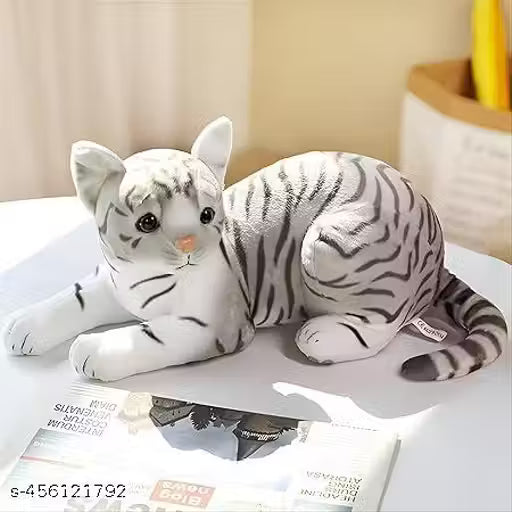 Cute Cat Soft Toy | Stuffed Plush Animal Toy for Baby Kids | Kids Birthday Gift - 28 cm (Color Grey)