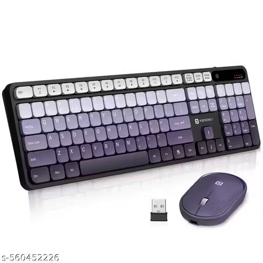 Portronics Key11 Combo Rechargeable Wireless Keyboard and Mouse Set, Bluetooth 5.3&2.4GHz Wireless,Type-C Fast Charging,Gradient Keys,