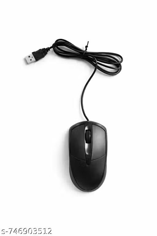 Wired USB Optical Mouse 1000 DPI | Ergonomic Design | Plug & Play | Black