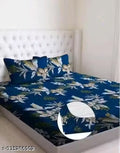 Cotton All Round Elastic Fitted Double bed Bedsheet With 2 pillow Cover .72x78 inches -Fitted_double