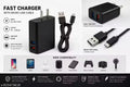 Dual USB Fast Charger with V8 Cable