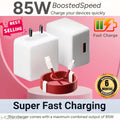 85 Watt Super-Fast Charger, 5A Powerr Adapter Fast Charging Mobile Charger With Detachable Cable Supports Supervooc, Vooc, Superdart, Dash, Warp Charging Tech -,Cable Included