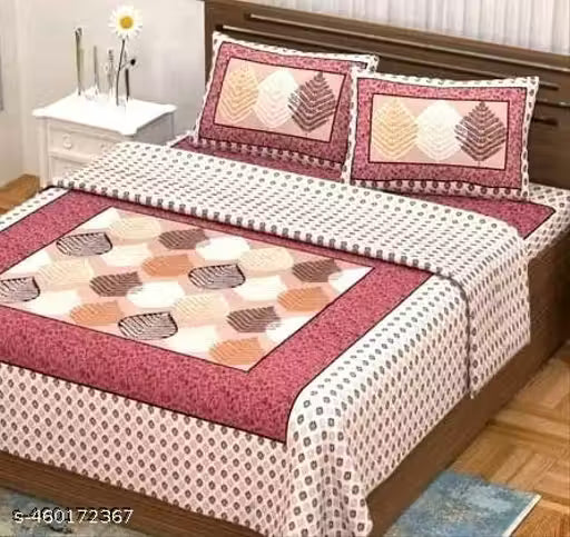 100% Cotton Rajasthani Jaipuri Double bed Size #Bedsheets Set of 1 Double #Bedsheets with 2 Pillow Covers (Multicolour) - 180 TC