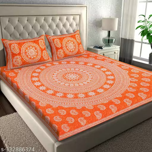 Cotton Jaipuri Printed Double Bed Bedsheet with 2 Pillow Cover