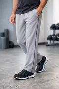 Men’s Solid Cotton Track Pants with Side Pockets | Comfortable Regular Fit