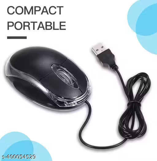 WIRED OPTICAL MOUSE - Computer Mouse, Mini LED Light Wired USB Optical Mouse for PC and Laptop Computer Mouse High Quality Best Wired Mouse (Black), Pack of 1