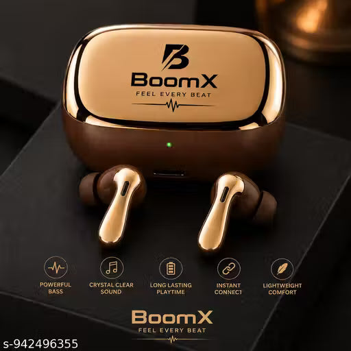 BoomX Wireless Bluetooth Earbuds with Type-C Charging, Deep Bass & HD Calling