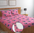 JSK HOME DECOR Premium Polycotton Double Bed Fitted Bedsheet Set