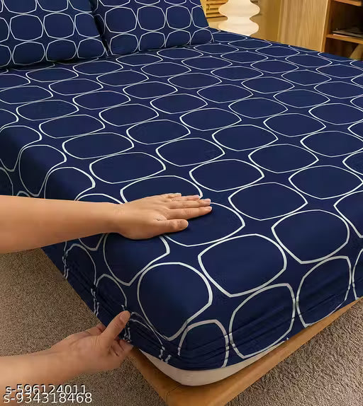 bedsheet/Elastic fitted bedsheet/Fitted bedsheet 260 Tc premium quality cotton bedsheet with 2 pillow covers.