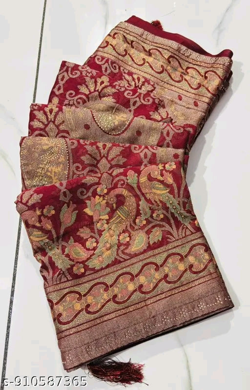 Soft georgette foil print saree.