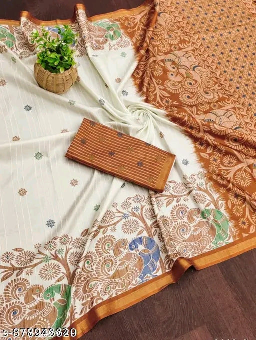 Trending cotton digital print saree.