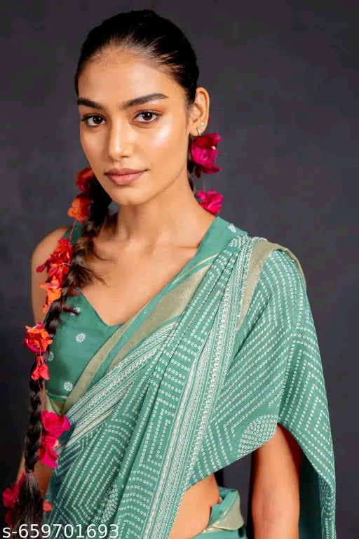 Women's georgette fancy bandhni printed saree.