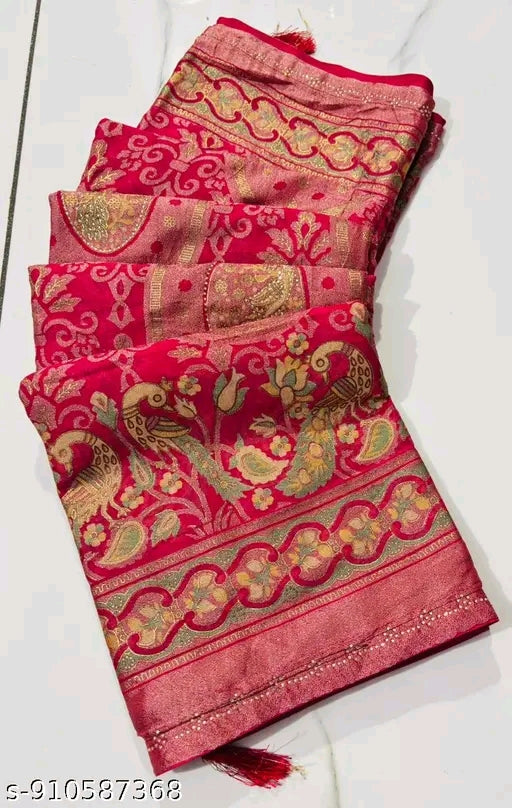Soft georgette foil print saree.