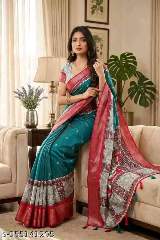 Trendy soft dola silk saree.