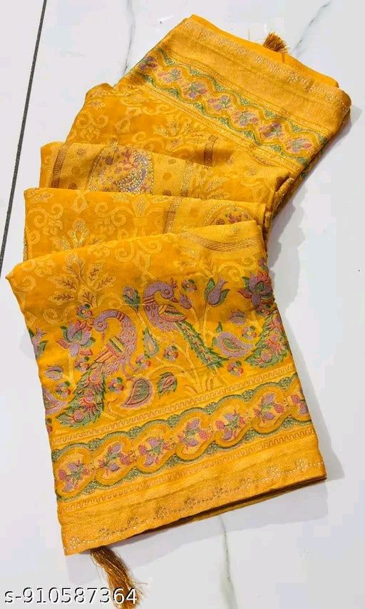 Soft georgette foil print saree.