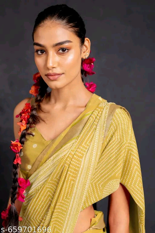 Women's georgette fancy bandhni printed saree.