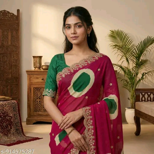 Georgette floral printed saree for daily wear and party wear.