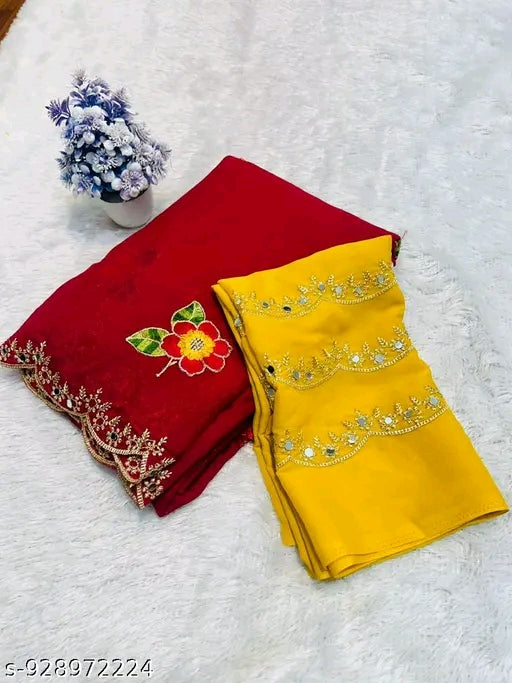 Women's elegant embroidery saree with blouse.