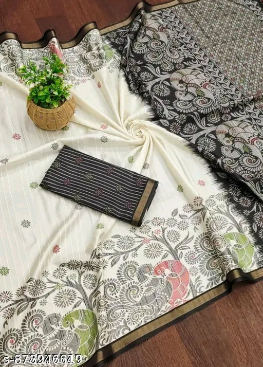 Trending cotton digital print saree.