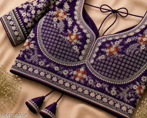 Embroidered readymade blouse heavy zari and thread work blouse.