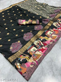 Dola silk butti barat printed saree with jecqured border.