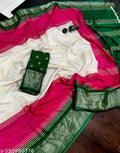 Dola silk foil print saree.