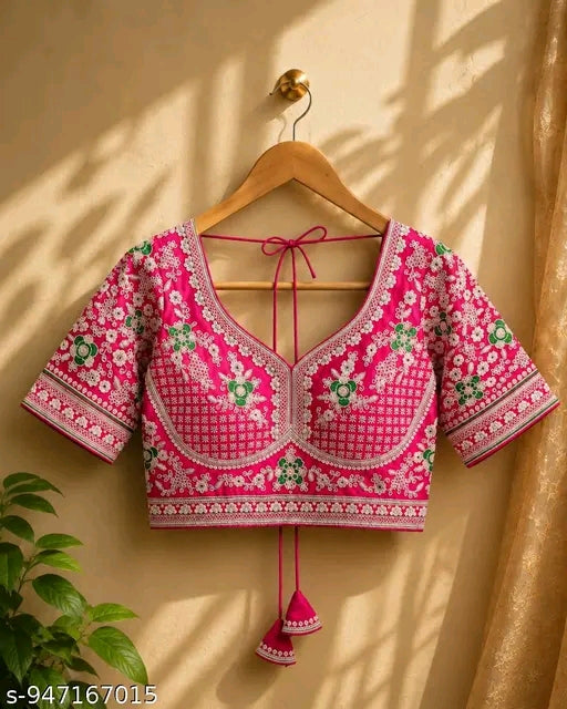 Embroidered readymade blouse heavy zari and thread work blouse.