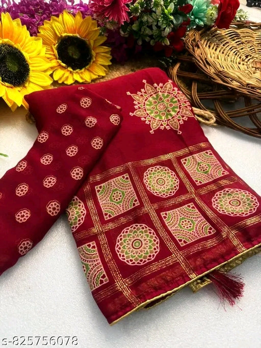 Soft georgette foil print saree.